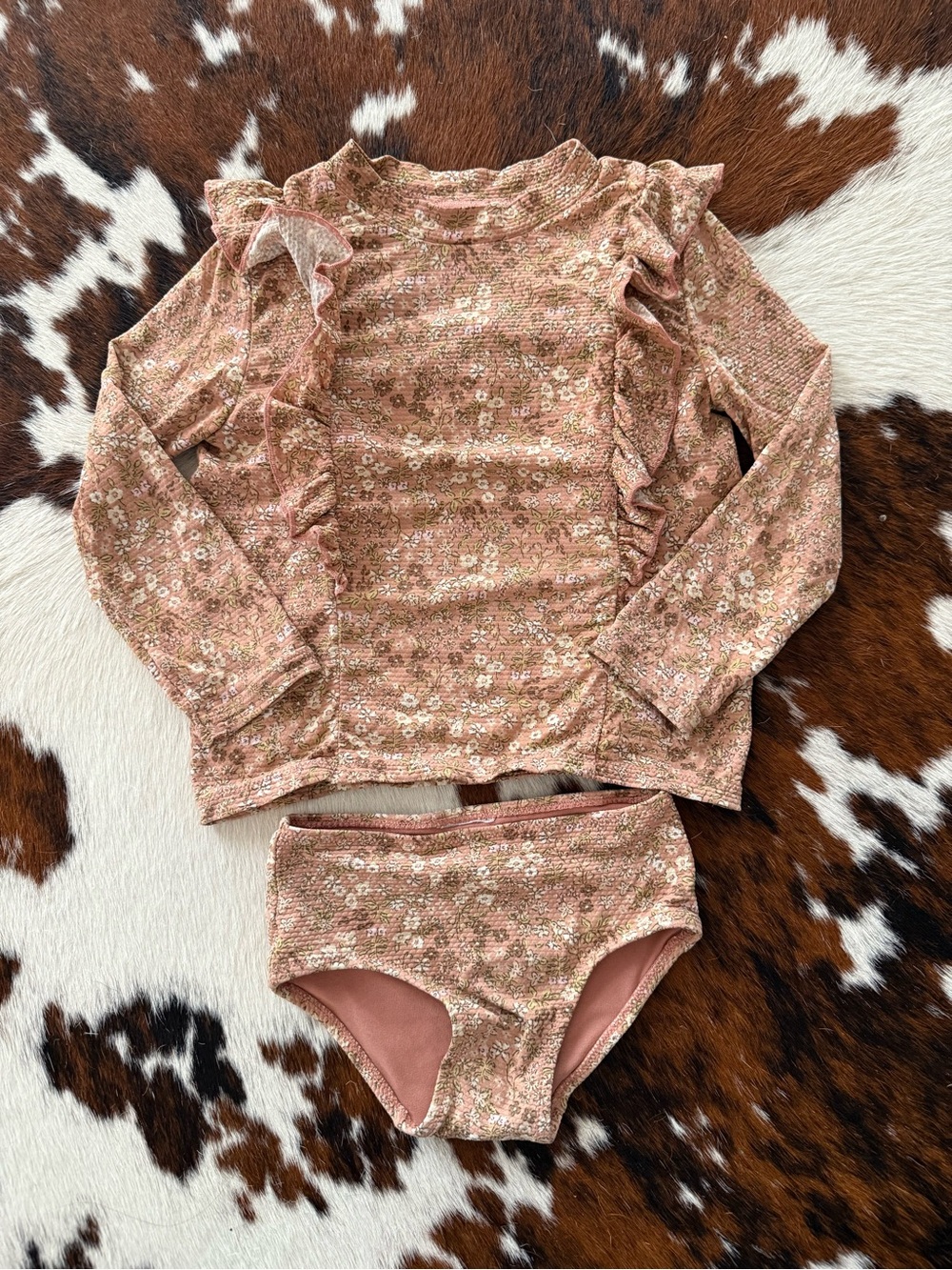 H&M Pink Floral Kids Swim Rashguard Set